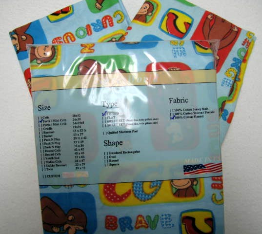 Curious George Porta/Mini Crib Sheet & 2 Pillow Case Set (211)