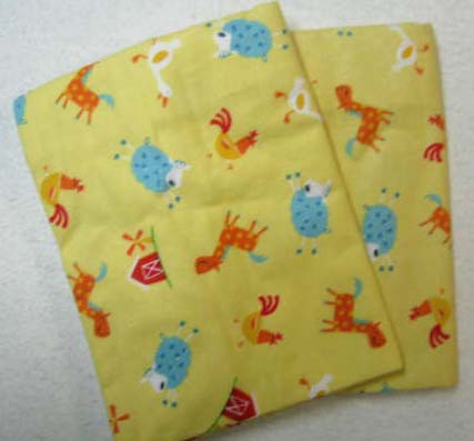 2 Pack - Yellow Animal Farm Flannel Baby Pillow Case