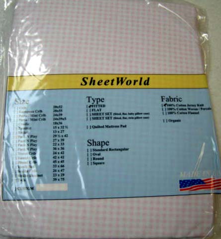Pink Gingham Jersey Knit Pack N Play (Large) Sheet