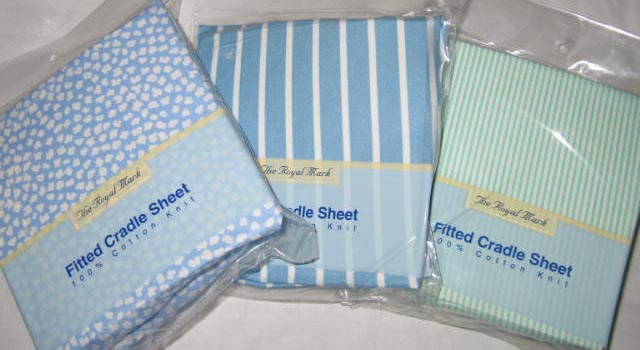 Blue & Mint Asstd 3 pc Cradle Sheet Pack (372)
