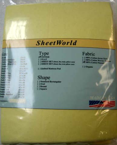 Yellow Cotton Flannel Crib Sheet