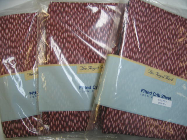 3 Pack Burgundy Grain Fitted Crib Sheet (151)