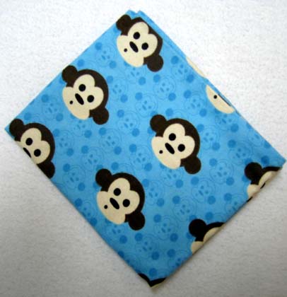 Monkey Face Blue Flannel Baby Pillow Case