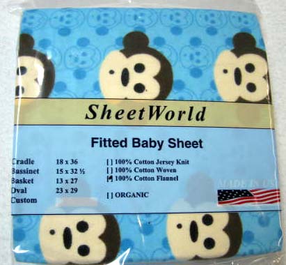 Monkey Face Blue Bassinet Sheet