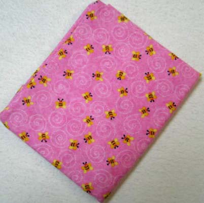 Bees Pink Flannel Baby Pillow Case