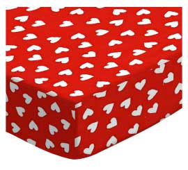 Primary Hearts White On Red Woven