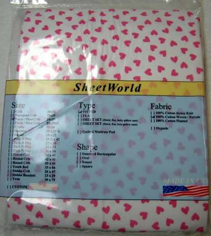 Pink Hearts Portable / Mini Crib Sheet