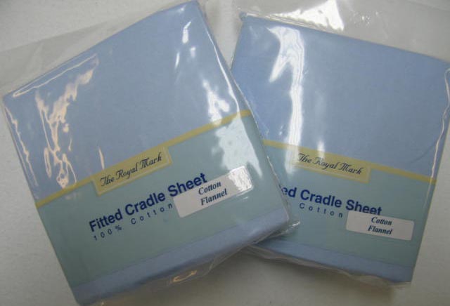 Blue Flannel Cradle Sheets - 2 pack (367)