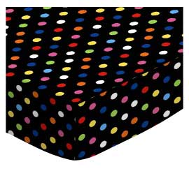 Primary Colorful Dots Black Woven