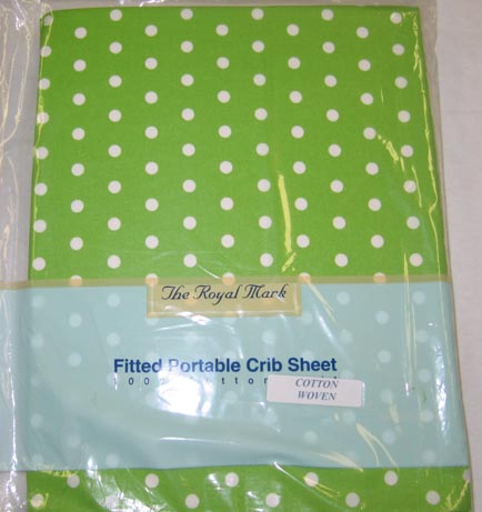 Green & White Dot Portable Crib Sheet (240)