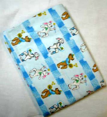 Marching Bunnies & Bears Flannel Baby Pillow Case