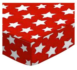 Primary Stars White On Red Woven