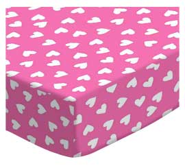 Primary Hearts White On Pink Woven