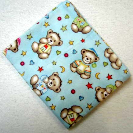 Teddy Blue Flannel Baby Pillow Case