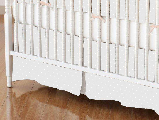 Mini Crib Skirt - White Swiss Dot Jersey Knit