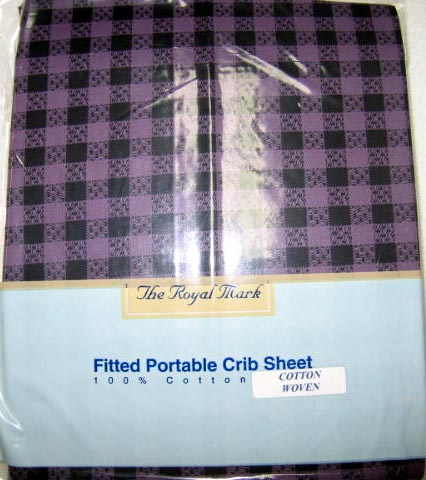 Black & Purple Gingham Porta / Mini Crib Sheet (212)