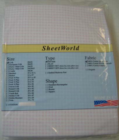 Pink Gingham Jersey Knit Crib Sheet