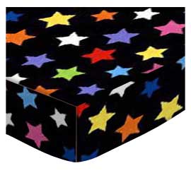Primary Colorful Stars On Black Woven