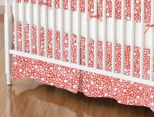 Crib Skirts - Crib Skirt - Confetti Dots Coral - Tailored