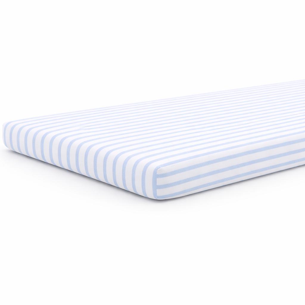 Blue Pinstripe Jersey Knit Changing Pad Cover sheet