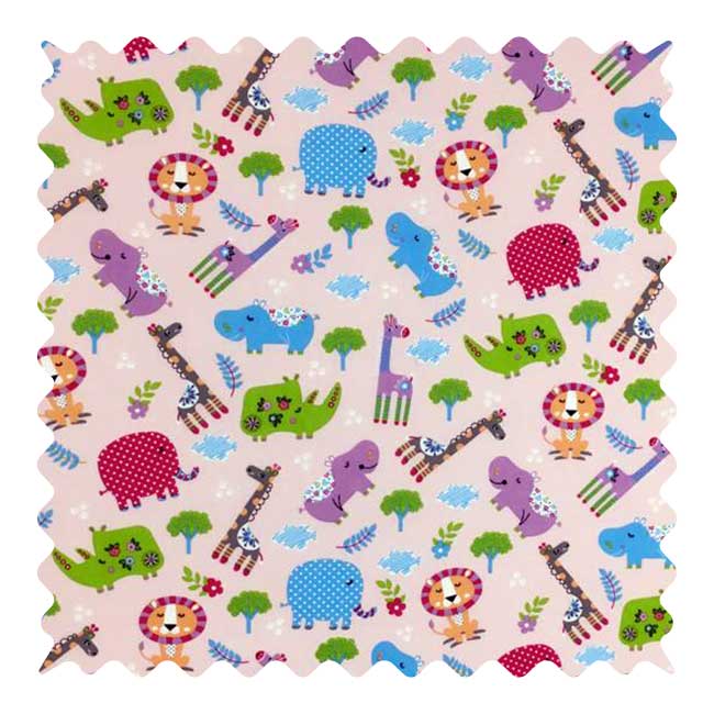 Fabric Shop - Safari Animals Pink Fabric - Yard