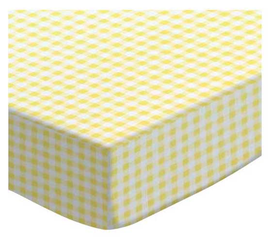 Portable / Mini Crib - Yellow Gingham Jersey - Fitted (24x38x3)