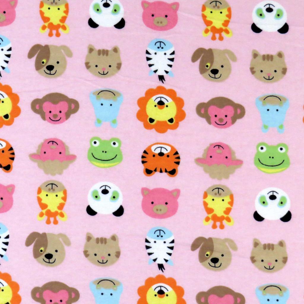 Portable / Mini Crib - Animal Faces Pink - Fitted (24x38x3)