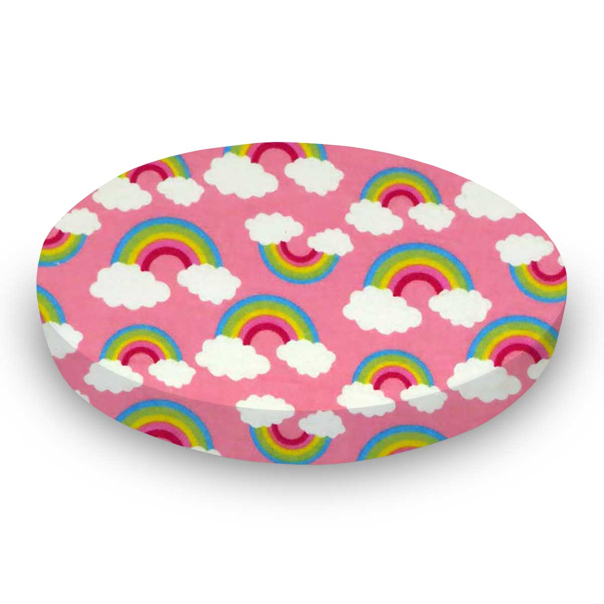 Round Crib - Rainbows Pink - 42`` Fitted