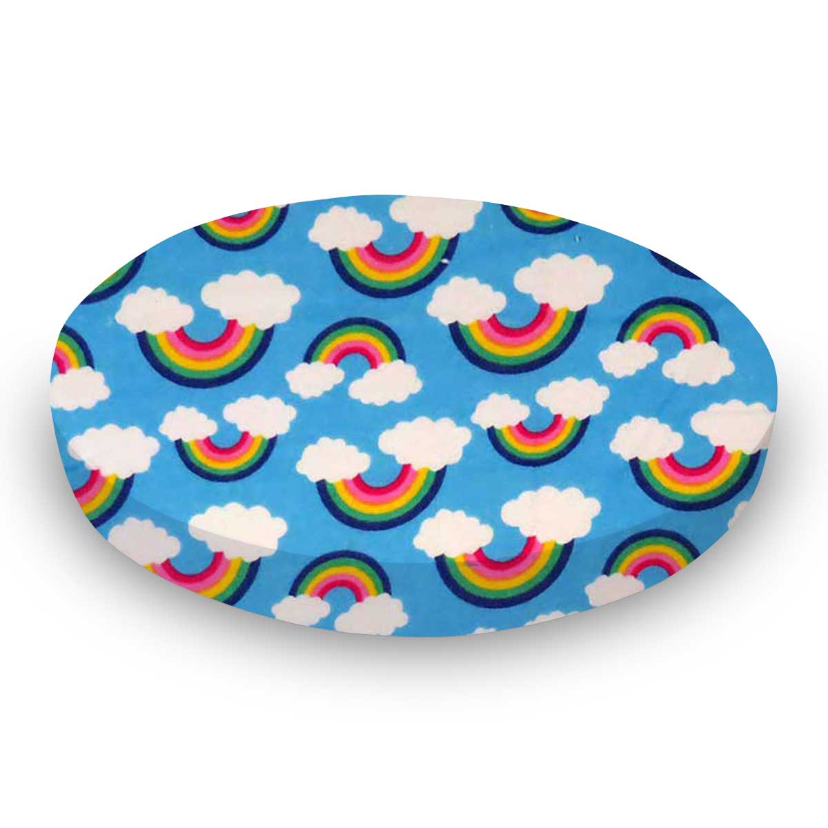 Round Crib - Rainbows Blue - 45`` Fitted