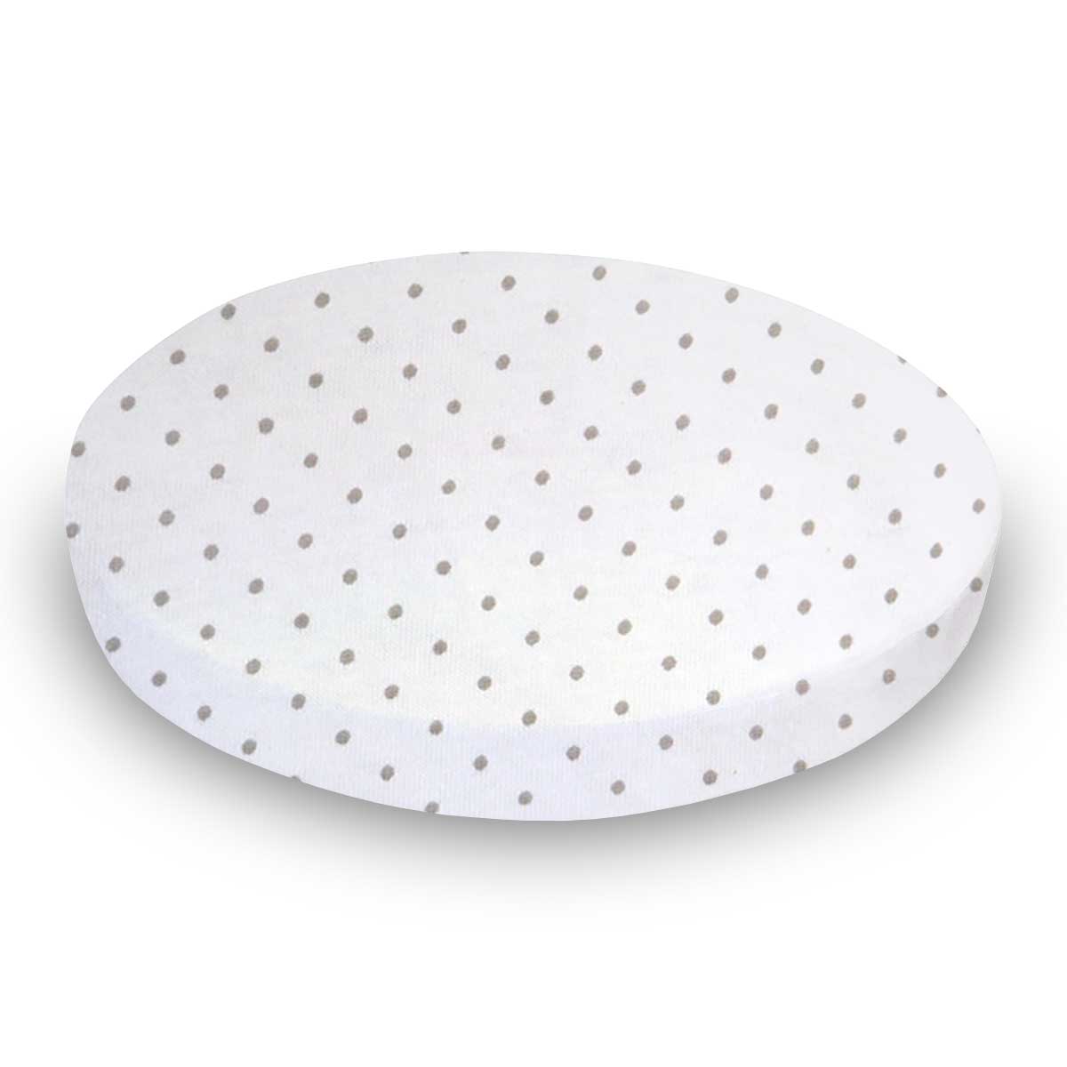 Oval Crib (Stokke Sleepi) - Grey Pindot Jersey Knit - Fitted  Oval