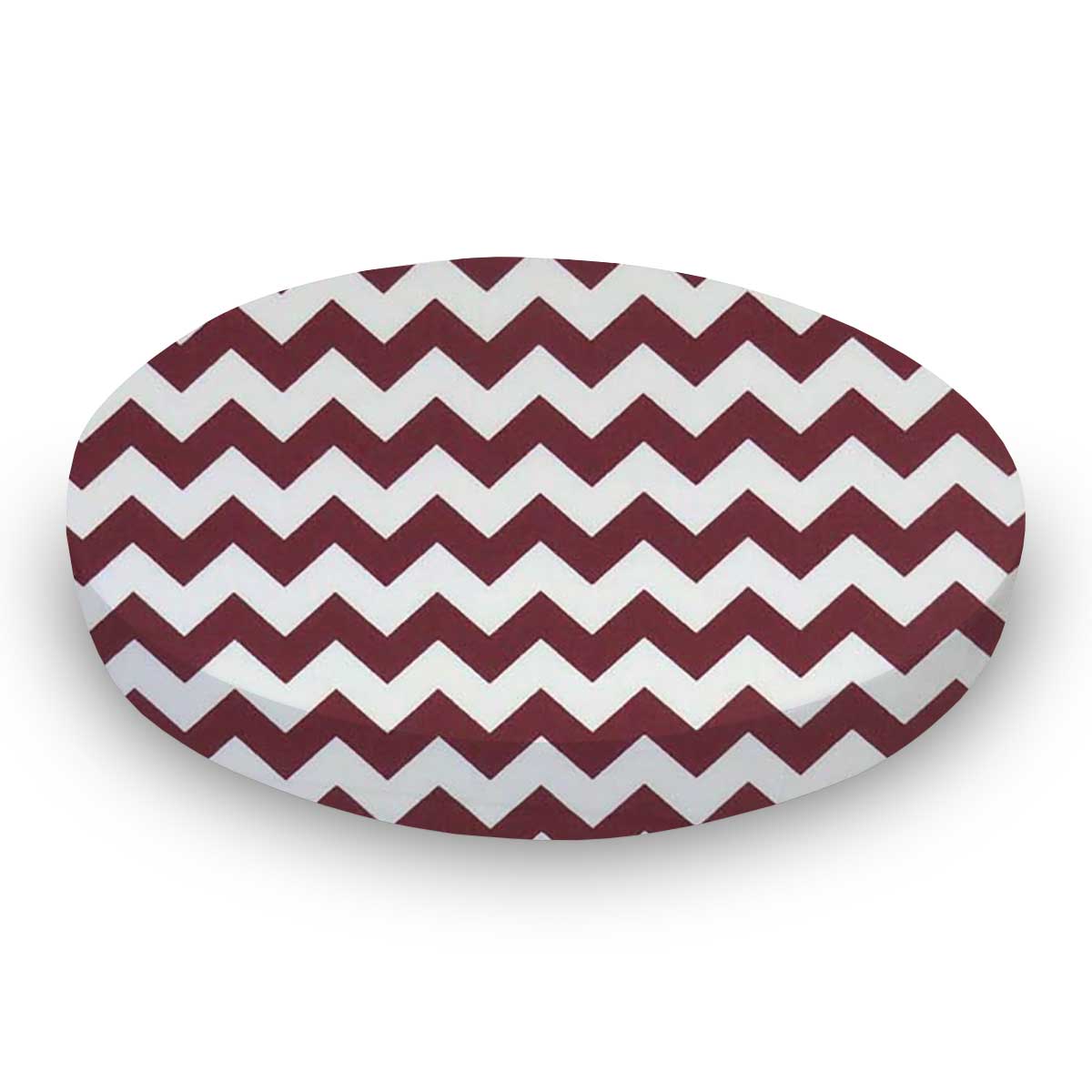 Round Crib - Burgundy Chevron Zigzag - 42`` Fitted