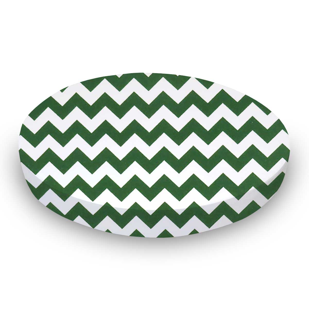 Round Crib - Hunter Green Chevron Zigzag - 42`` Fitted