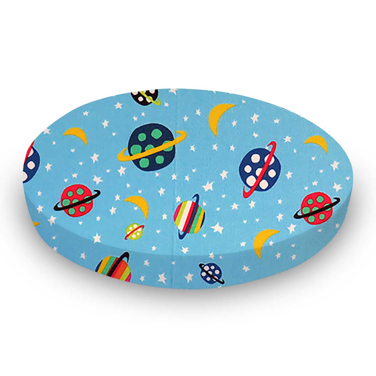 Round Crib - Planets Blue - 45`` Fitted