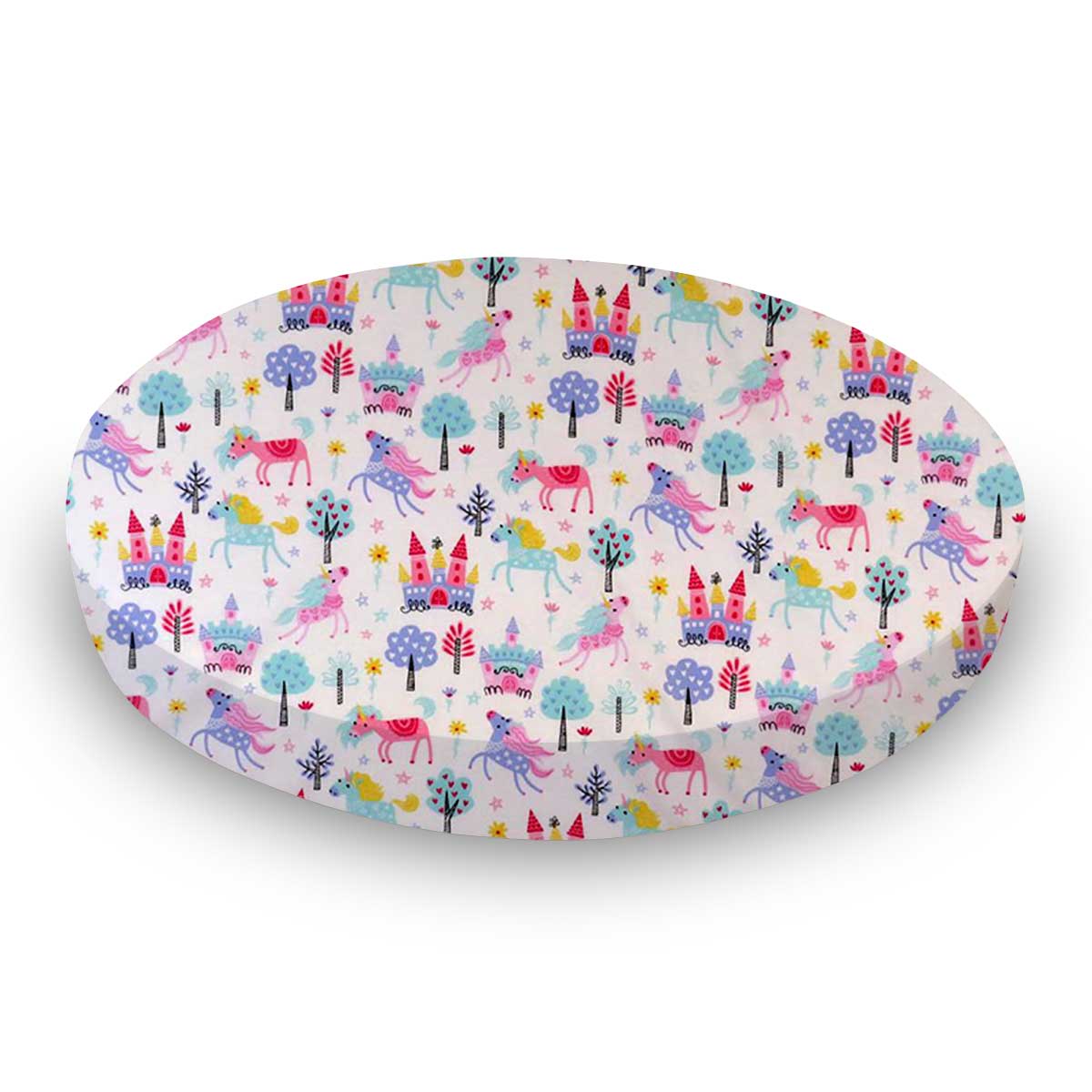 Round Crib - Unicorns - 45`` Fitted