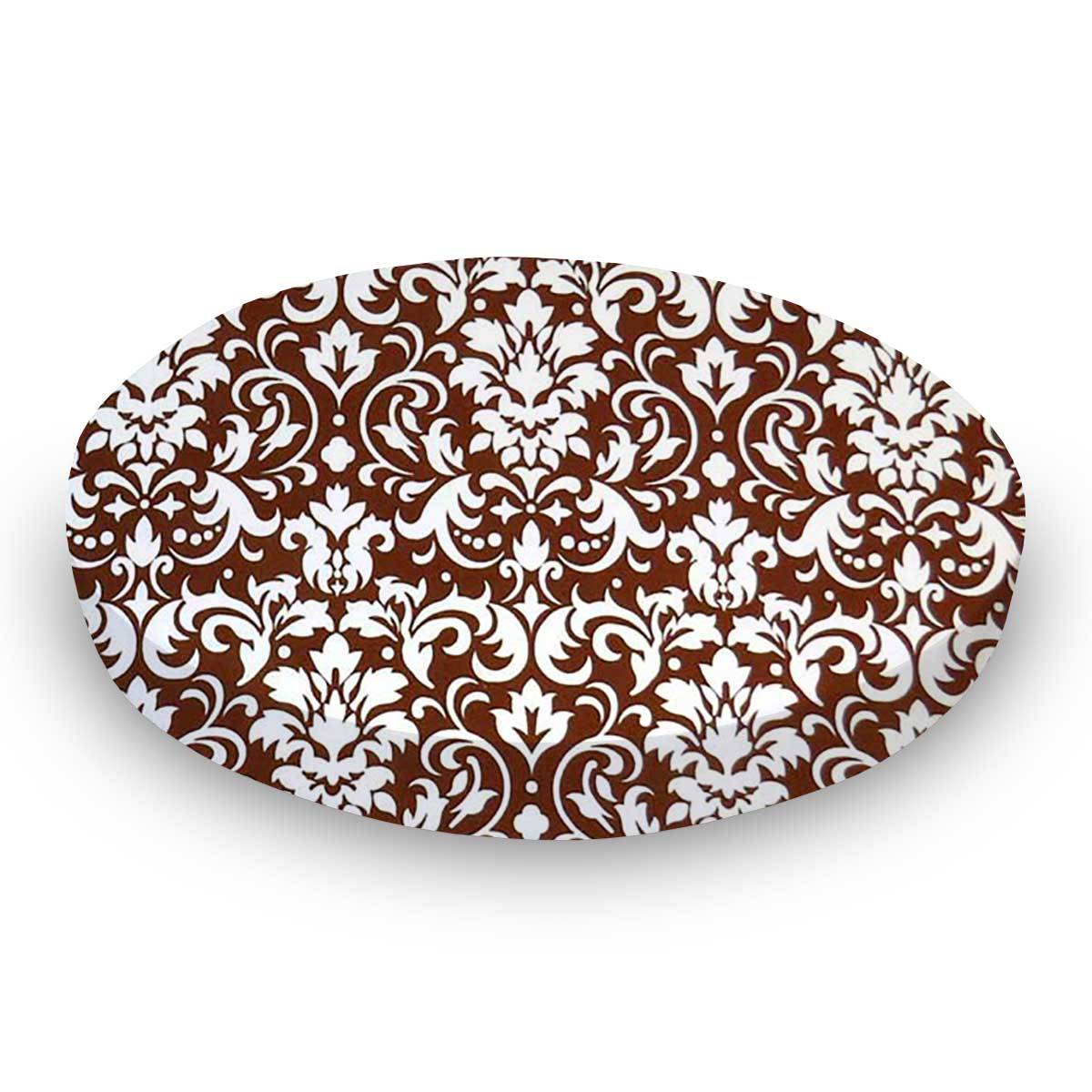 Round Crib - Brown Damask - 45`` Fitted