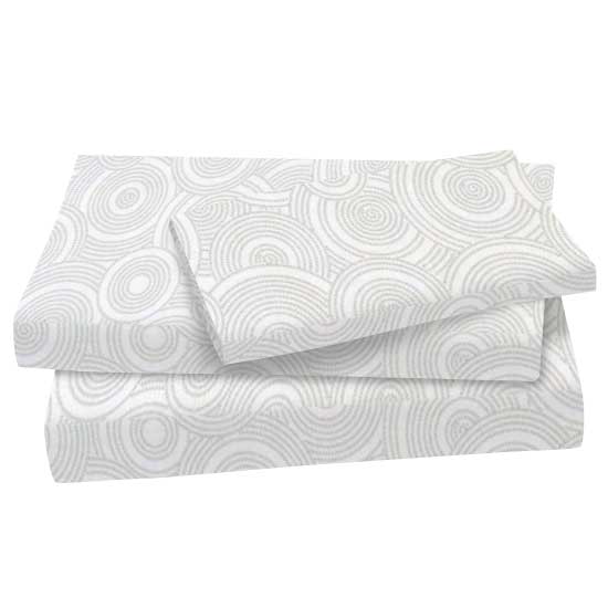 Twin Sheet Sets - Grey Multi Circles Cotton Woven Twin - Fitted