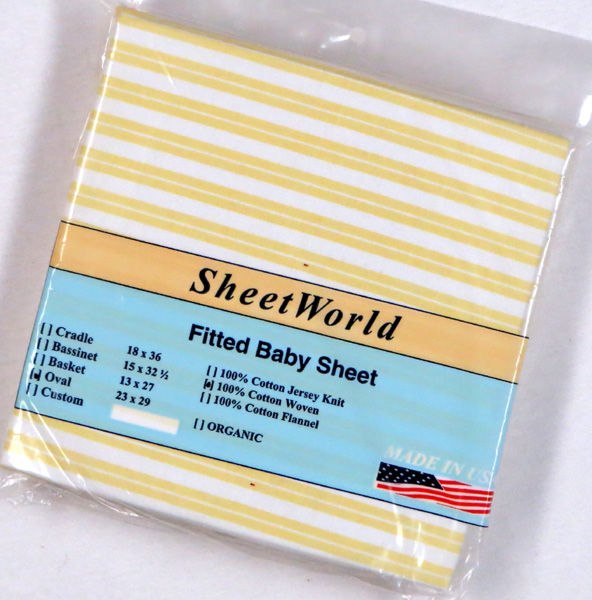 Yellow Dual Stripe Fitted Cotton Mini Oval Sheet - Fits Stokke Mini 23x29