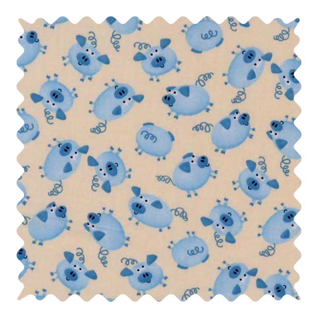 Blue Piggies Fabric