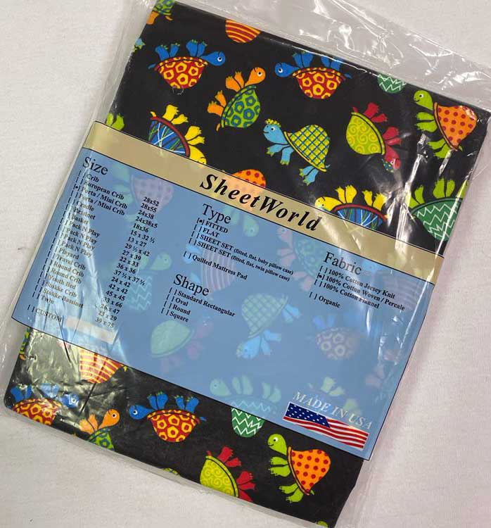 Turtles Black Cotton Mini Crib Sheet - 24 x 38