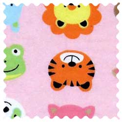 Animal Faces Pink Fabric