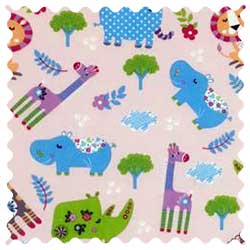 Safari Animals Pink Fabric