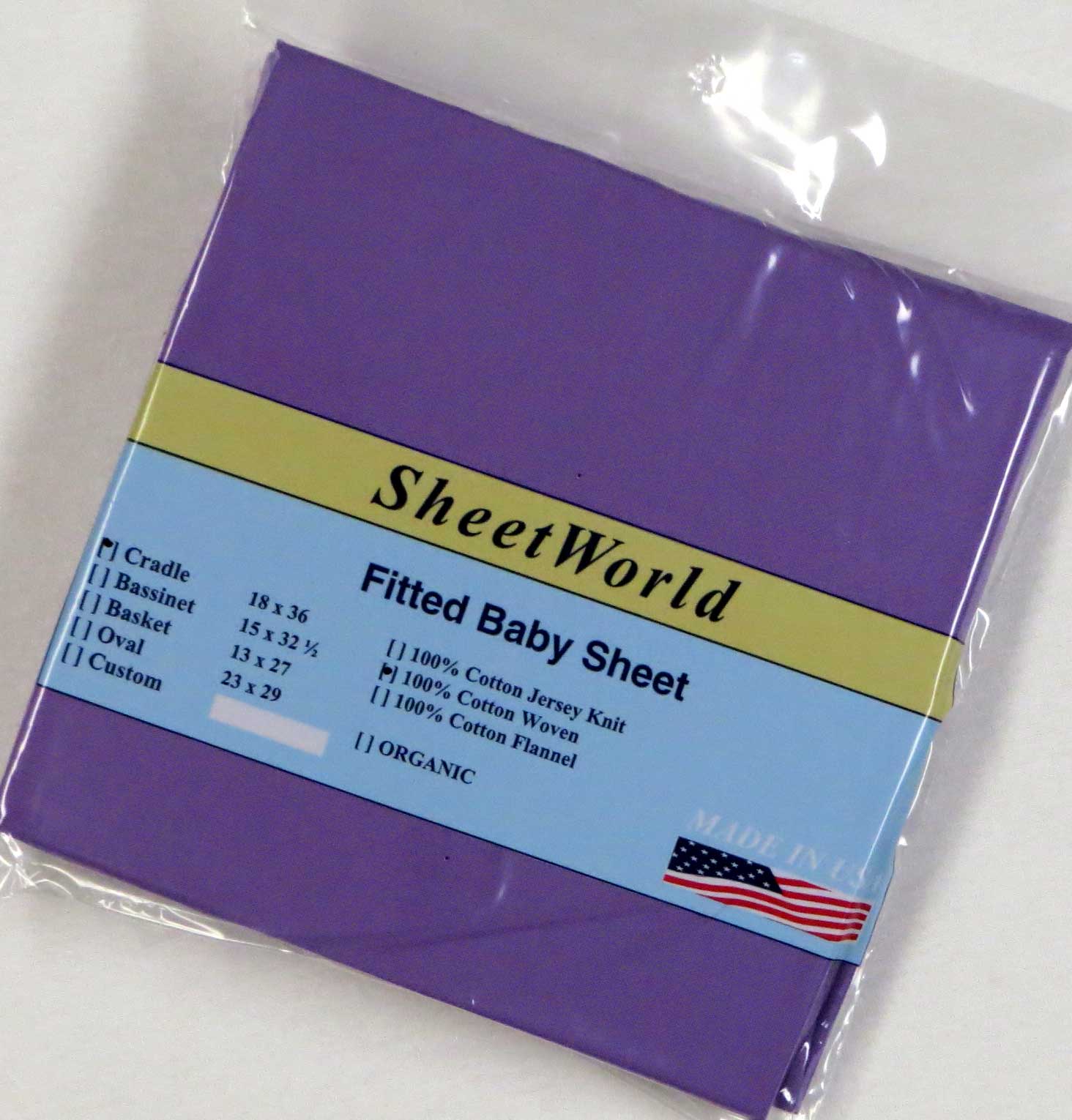 Solid Purple Cotton Woven Cradle Sheet 18x36