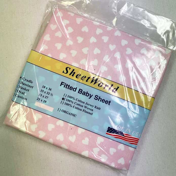 Hearts Pink Cotton Cradle Sheet - 18 x 36