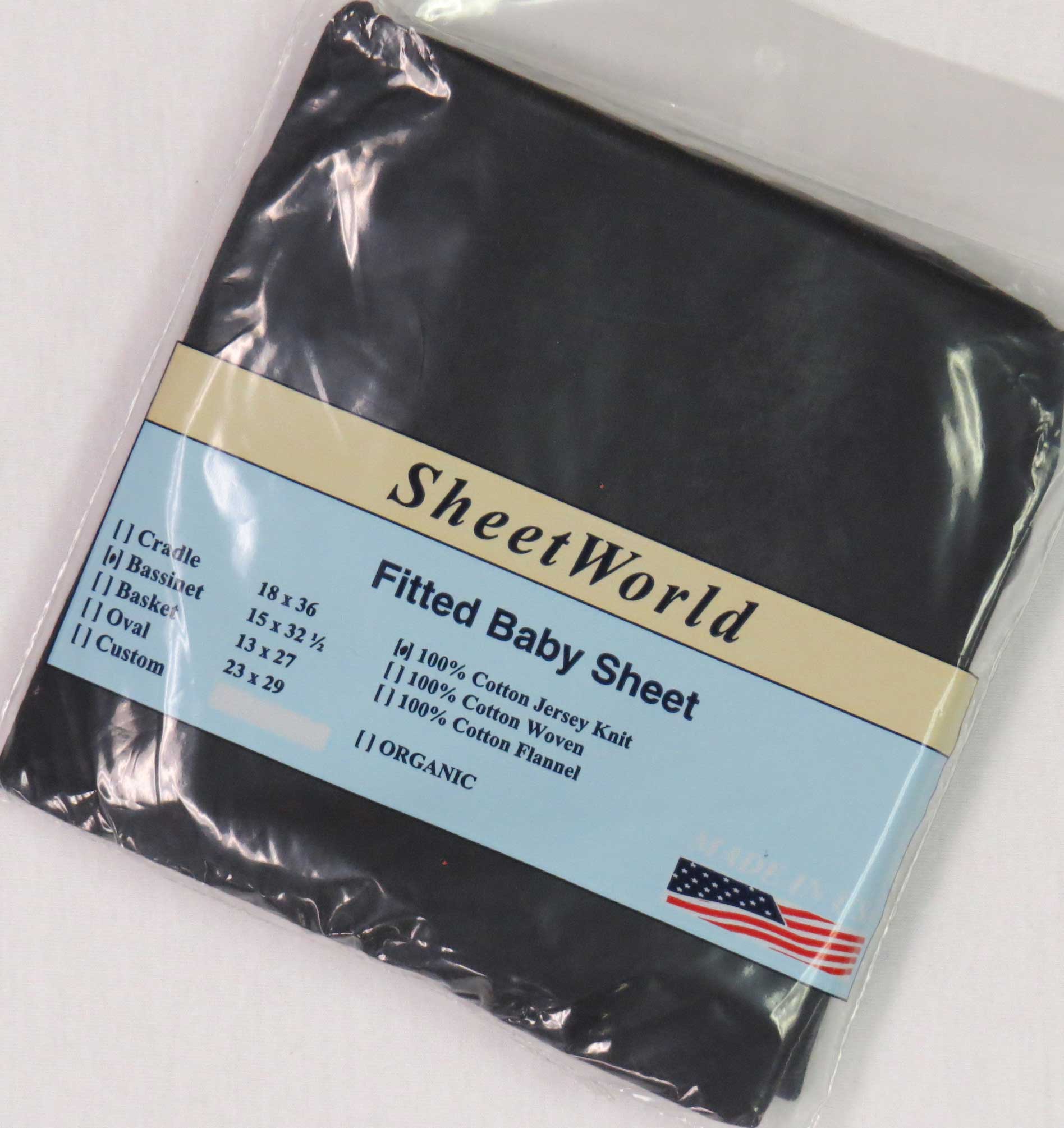 Solid Black Cotton Jersey Knit Bassinet Sheet