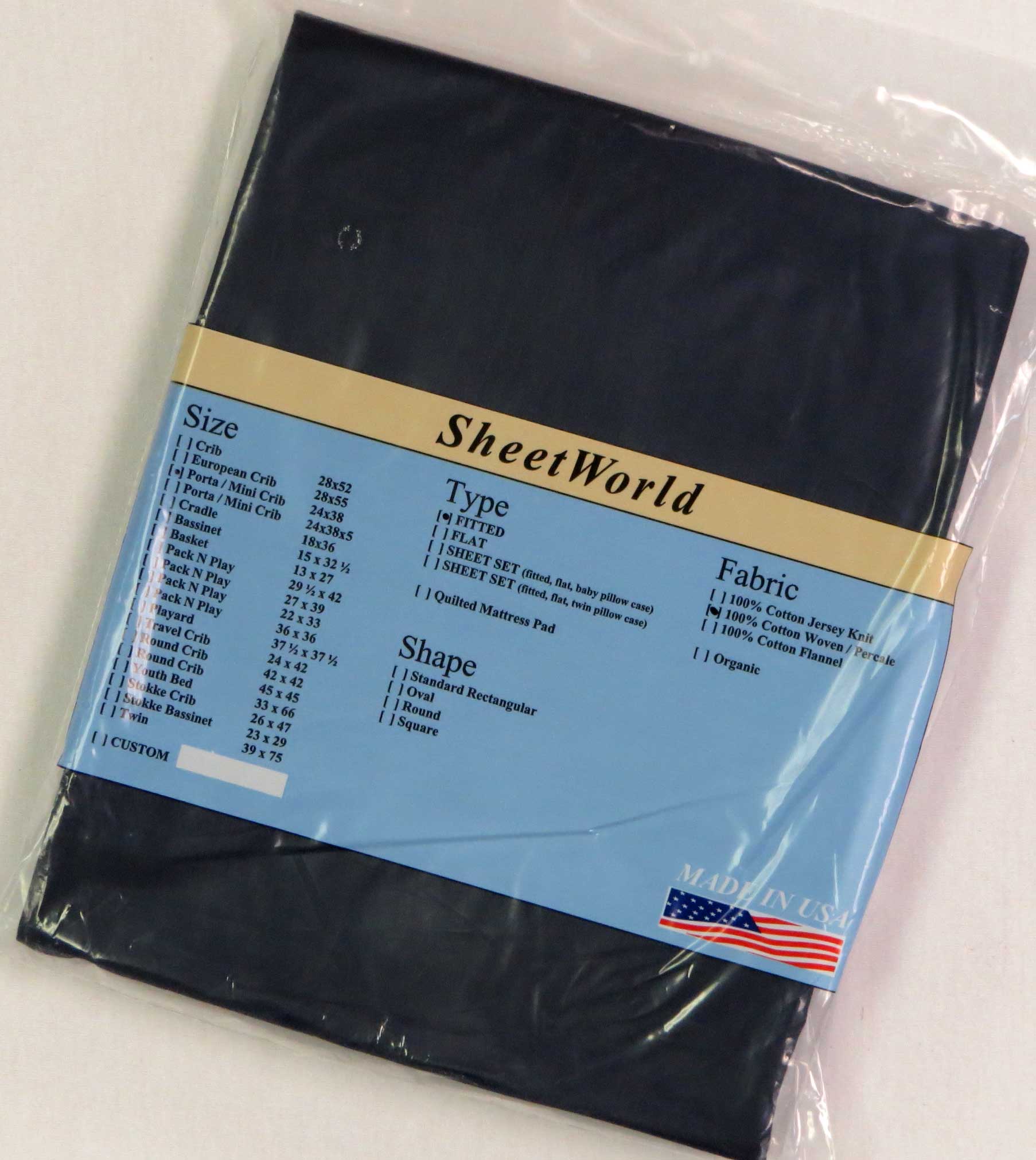 Solid Navy Cotton Portable / Mini Crib Sheet - 24 x 38