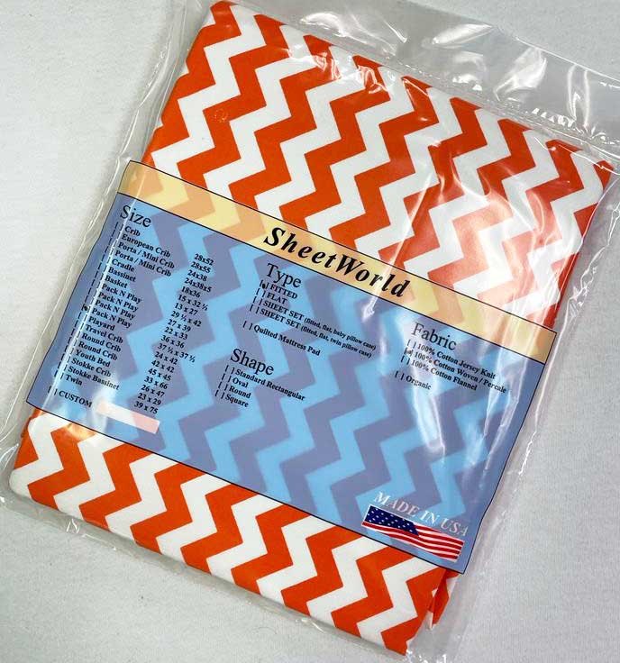 Orange Chevron Cotton Fitted Square Playard Sheet Fits Graco TotBloc 36 x 36