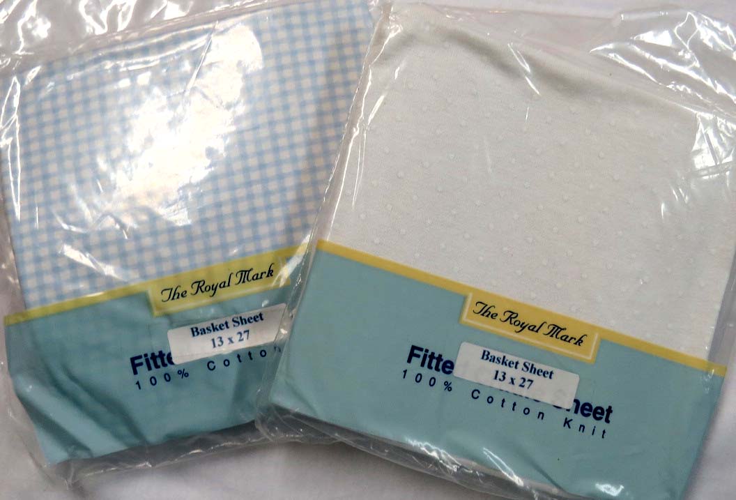 2 Pack - Blue Gingham & White Dot Basket Sheets - 13 x 27