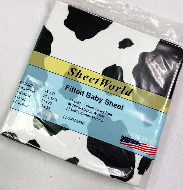 Black Cow Hyde Cotton Woven Cradle Sheet - 18 x 36