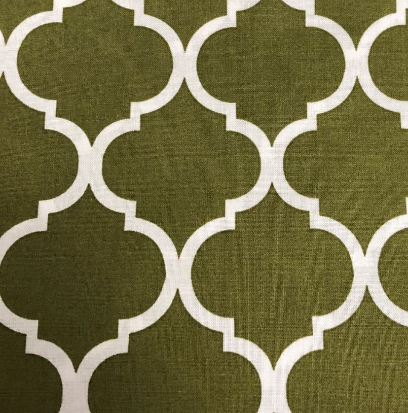 Sage Quatrefoil Fabric - 100% Cotton - 36 x 45 inches