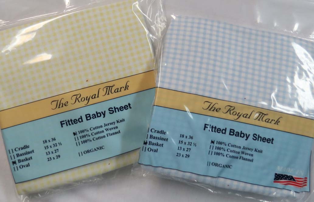 2 Pack - Blue Gingham & Yellow Gingham Basket Sheets - 13 x 27